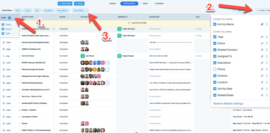 nimble listing tab overview