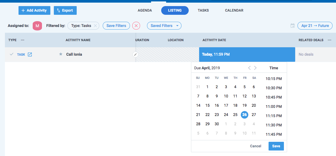 Nimble CRM Manage Activity