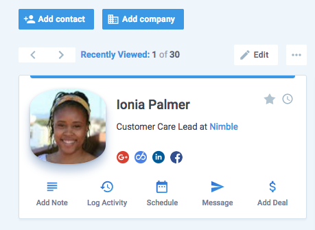 nimble contact record