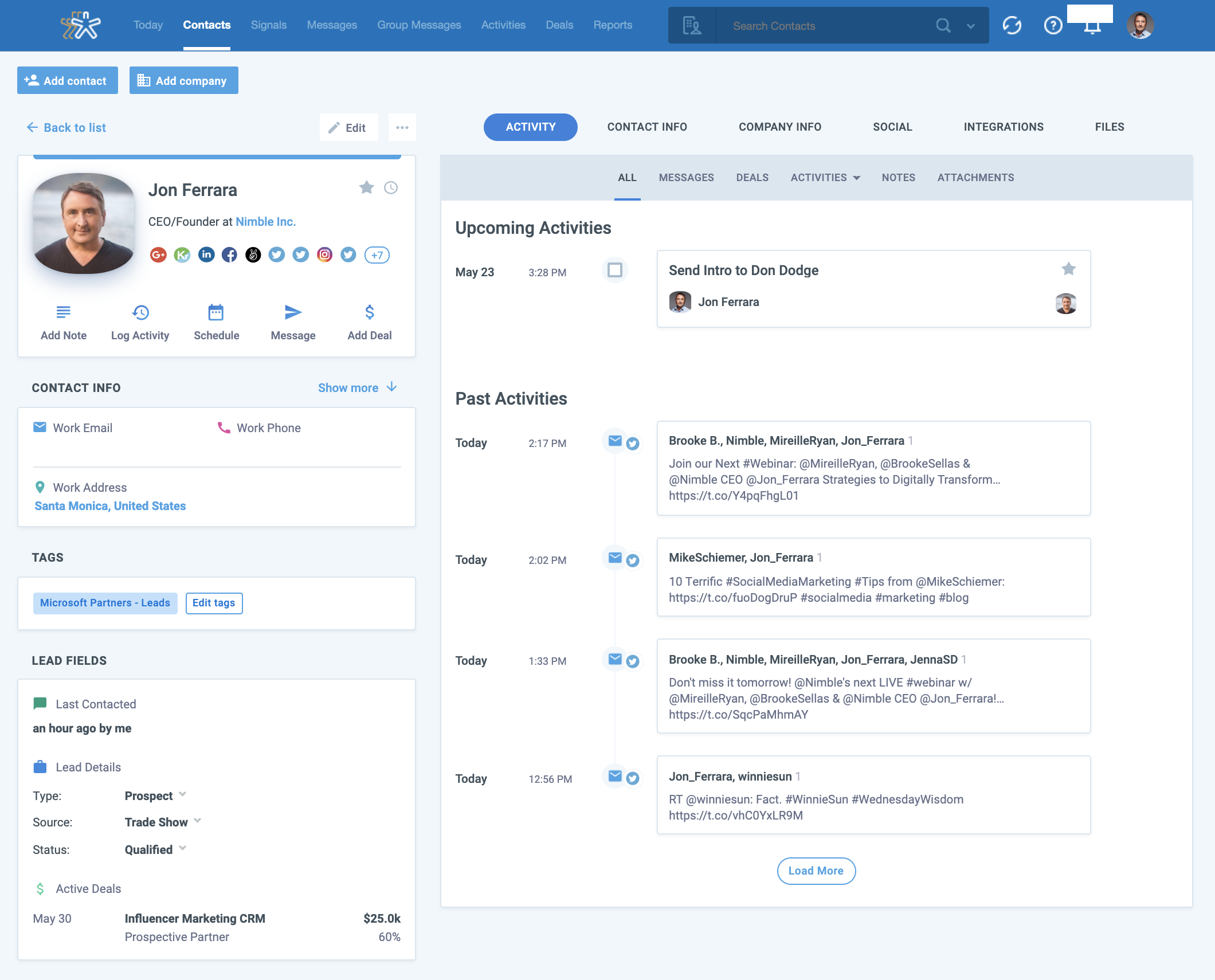 nimble contact record