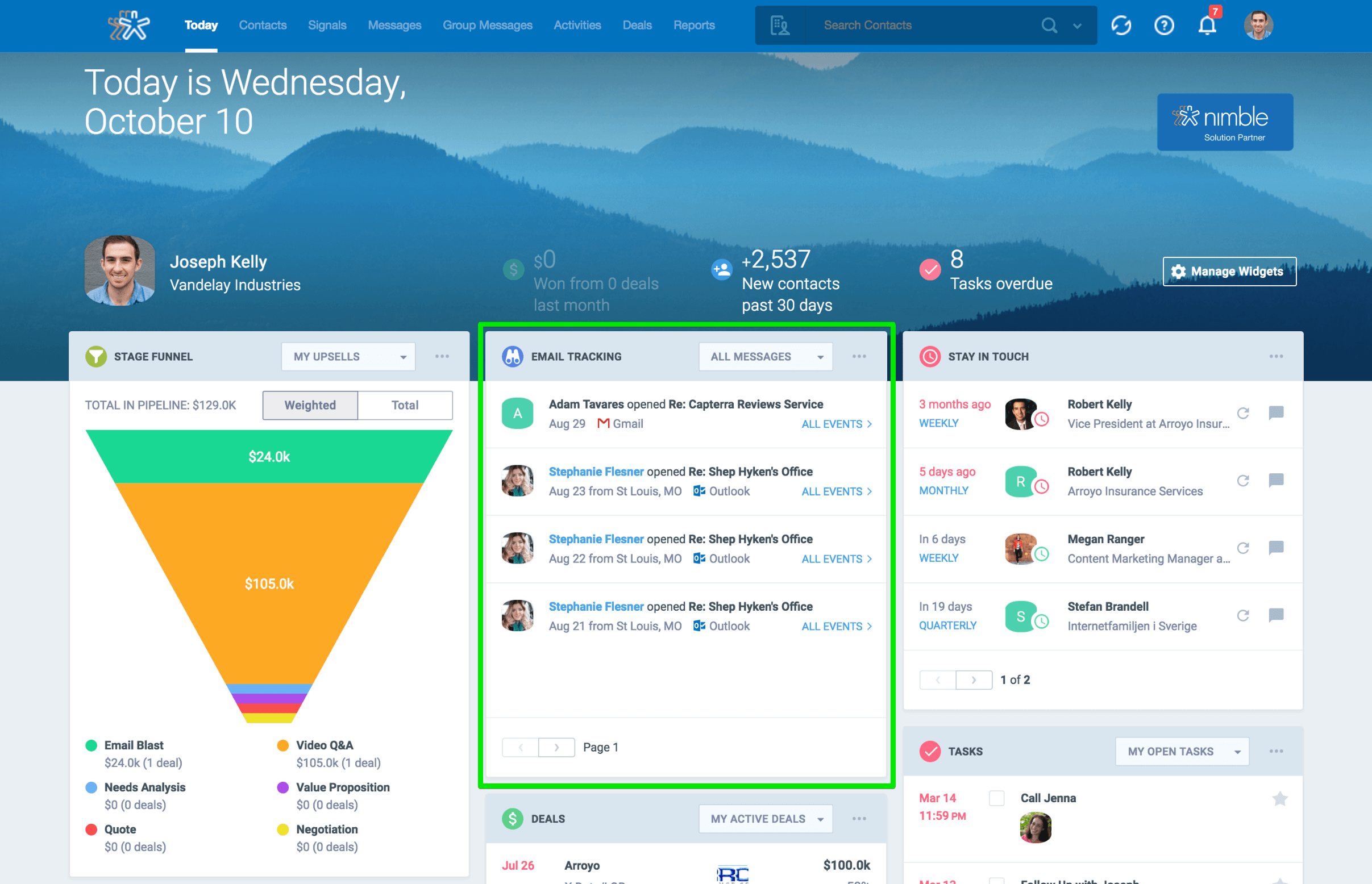 Nimble Email Tracking Widget