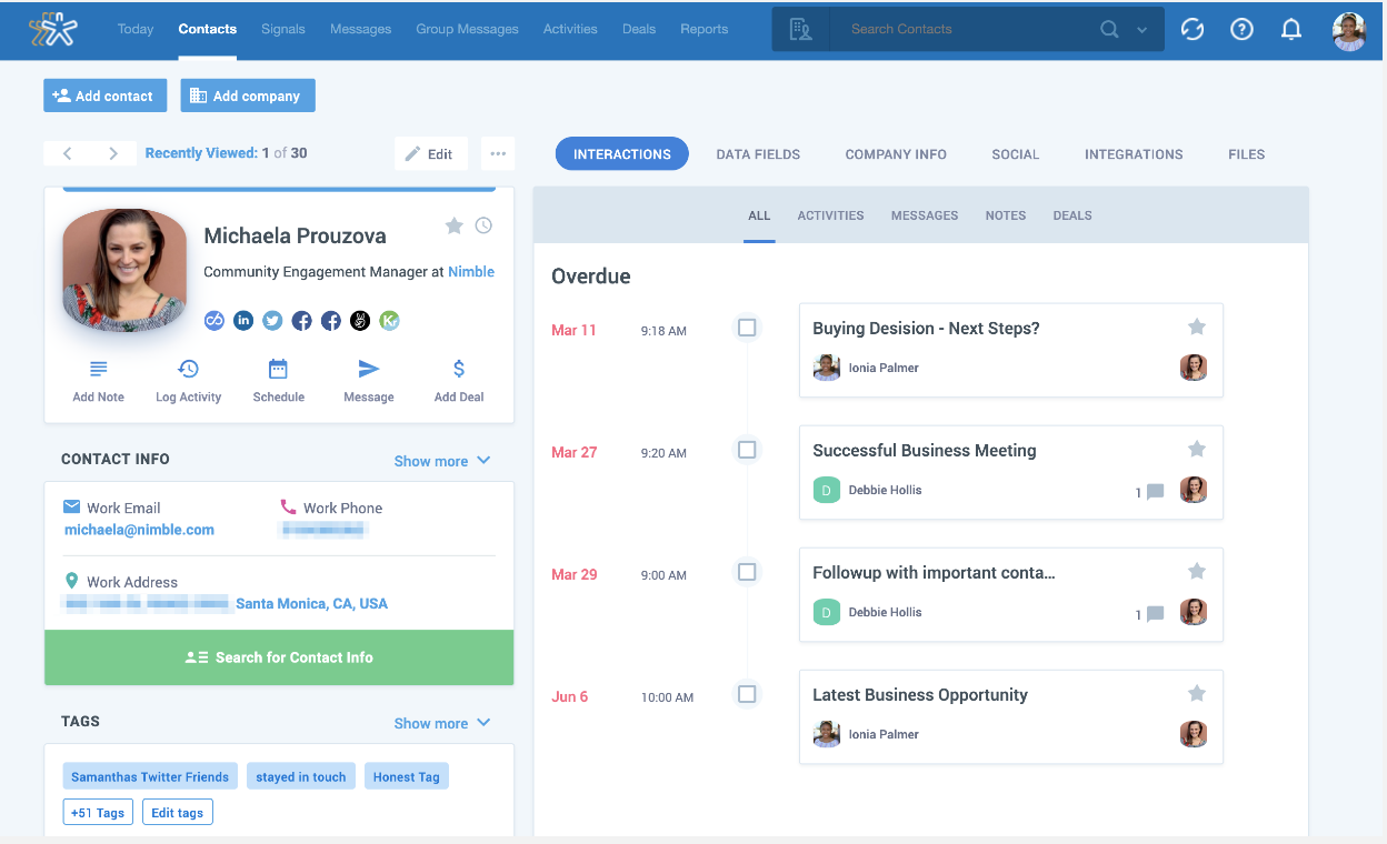 nimble crm contact management