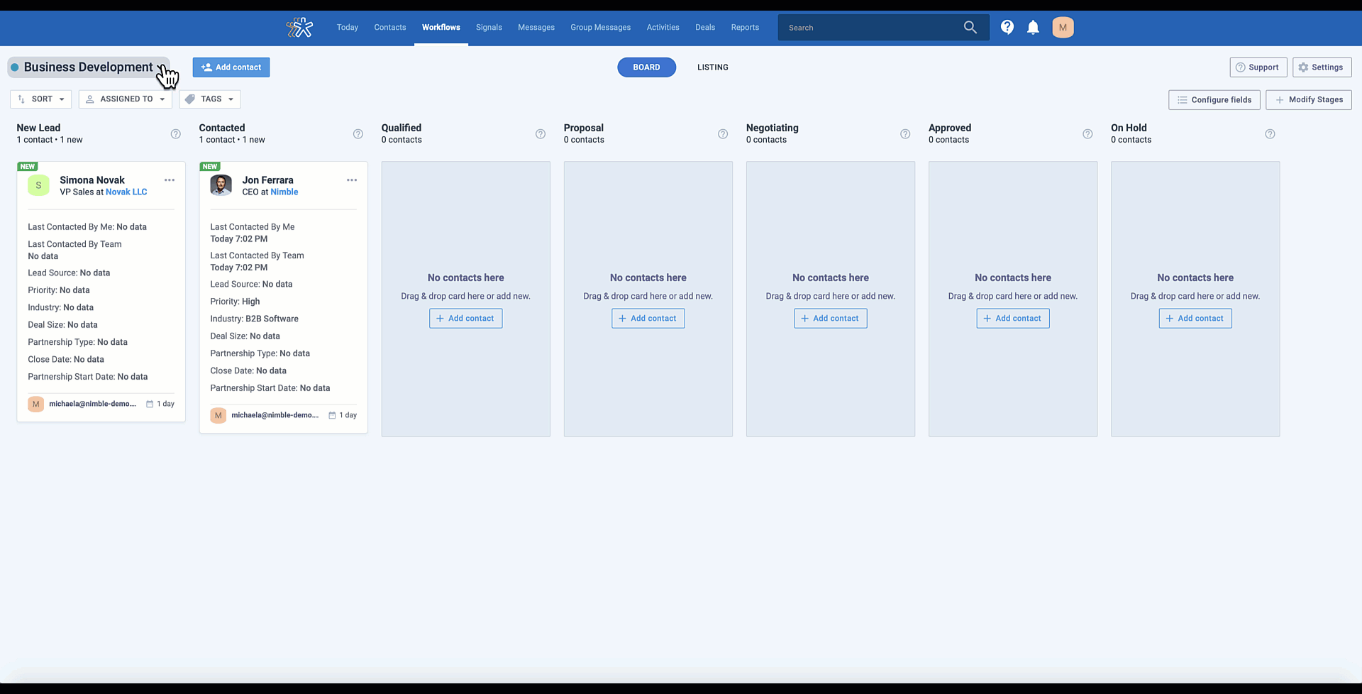 Nimble CRM Workflow Template