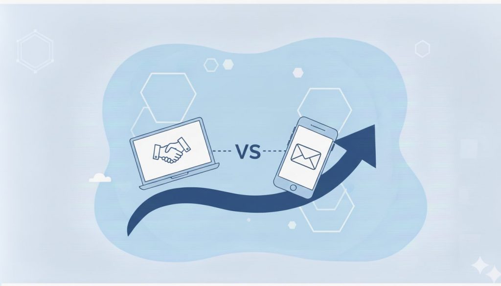 A side-by-side comparison illustrating the transition from complex automation logic to a unified relationship-focused CRM workflow for lean sales teams.