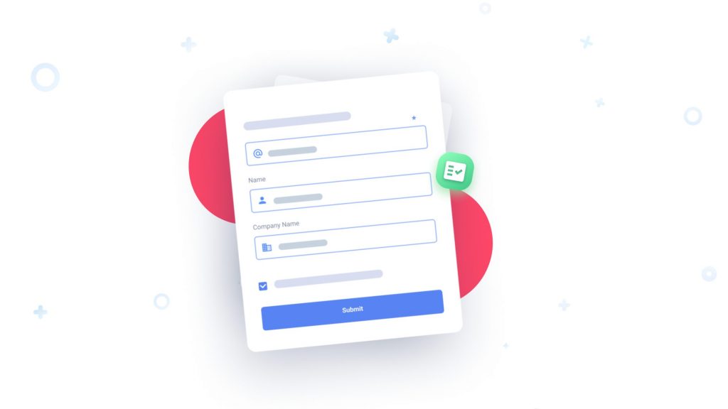 A clean graphic showing a website form with intent-based questions to properly qualify website leads.
